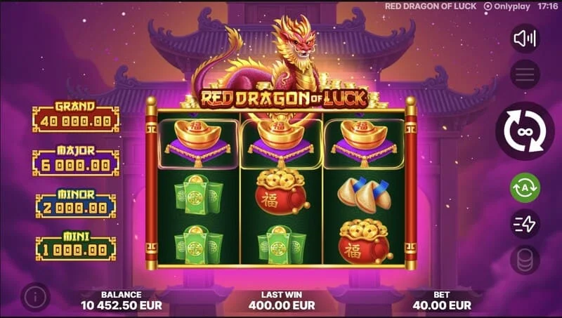 Red Dragon of Luck – Bonus Coin Game funkcijos paleidimas